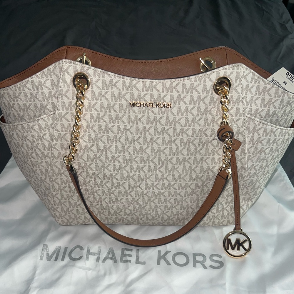 Michael Kors Cream and Brown Signature Tote